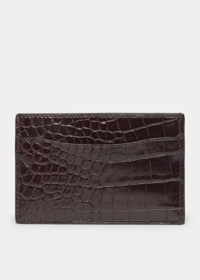 Porta Tarjetas Ralph Lauren Hombre Marrom Oscuro - Alligator - VDKBO4531